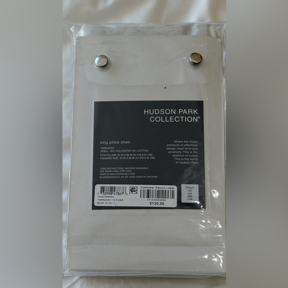 Hudson Park Terrazzo King Pillow Sham Silver Jacquard New 20x36